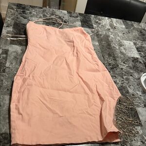 Elegant Pink Dress with Beaded Fringe